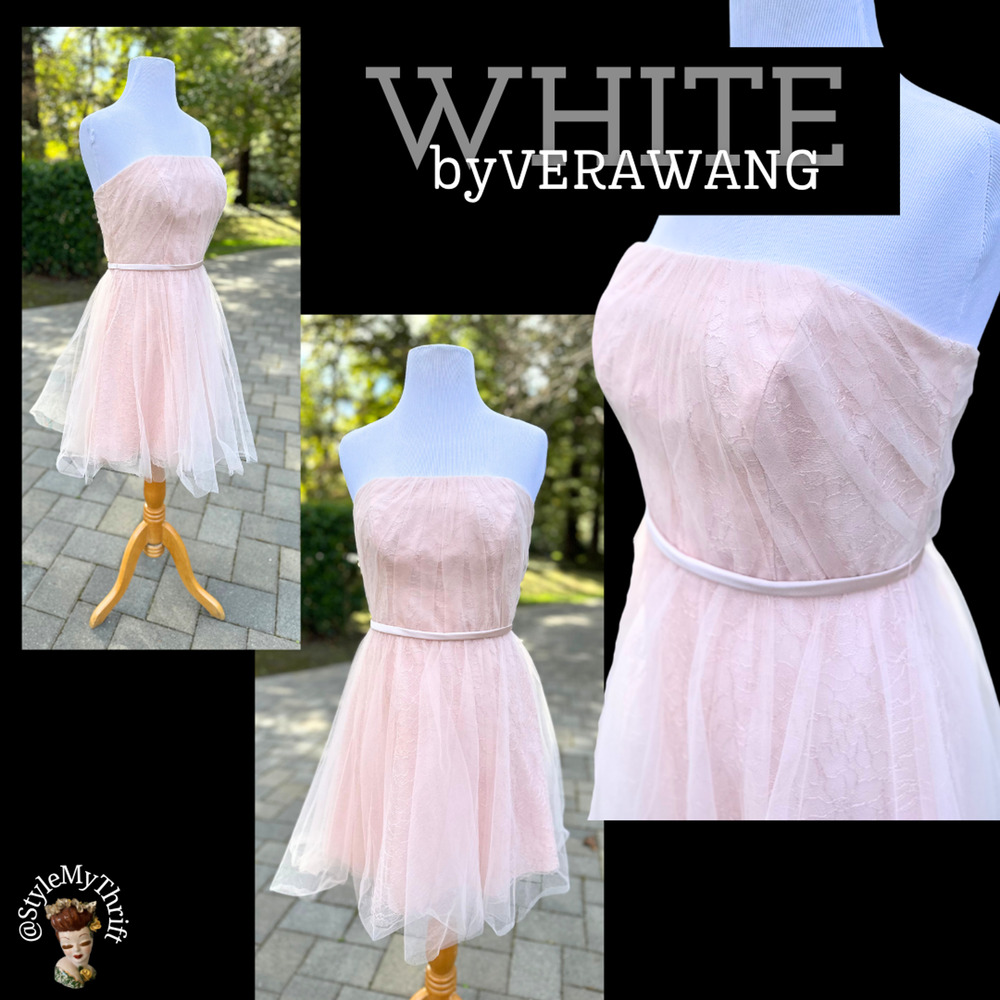 Vera Wang Mini Dress Blush Pink Tulle Prom Wedding Guest Special Occasion Party